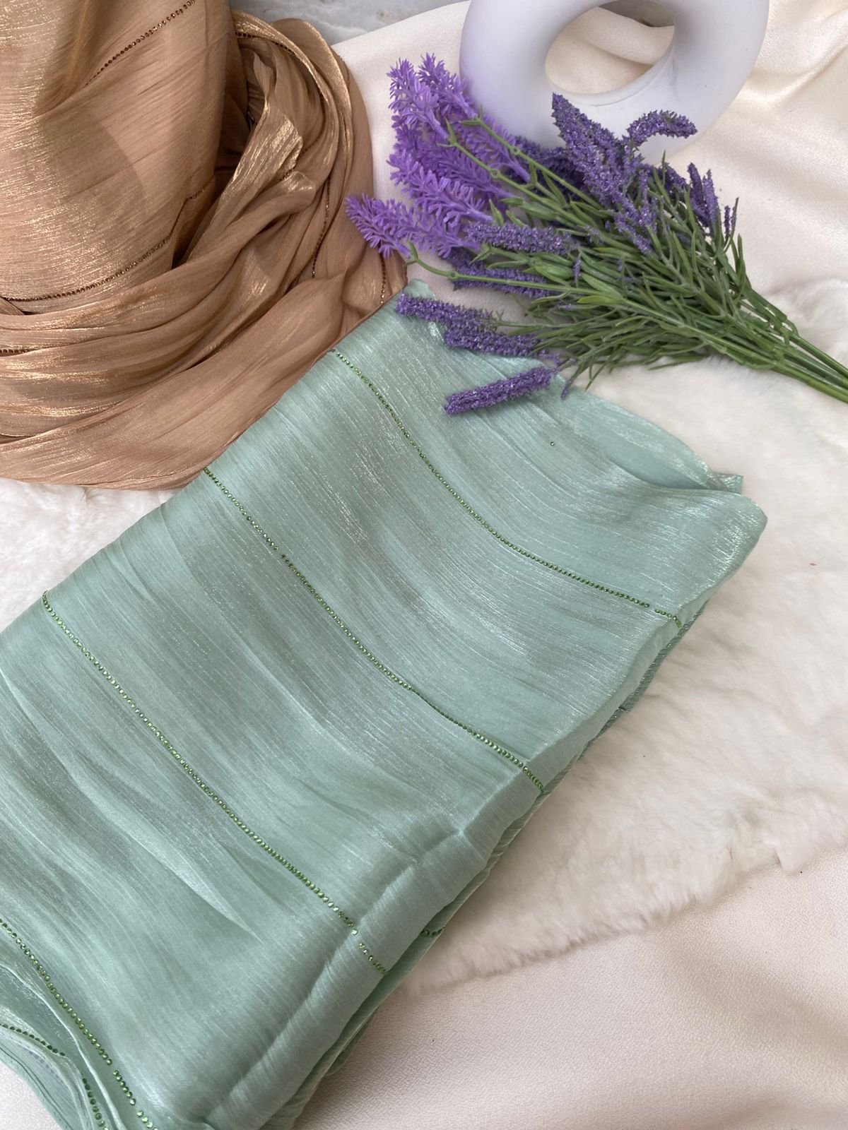 Zimichu Stone Work Hijab Green 111 Zimichu Stone Work Hijab111 - Image 1