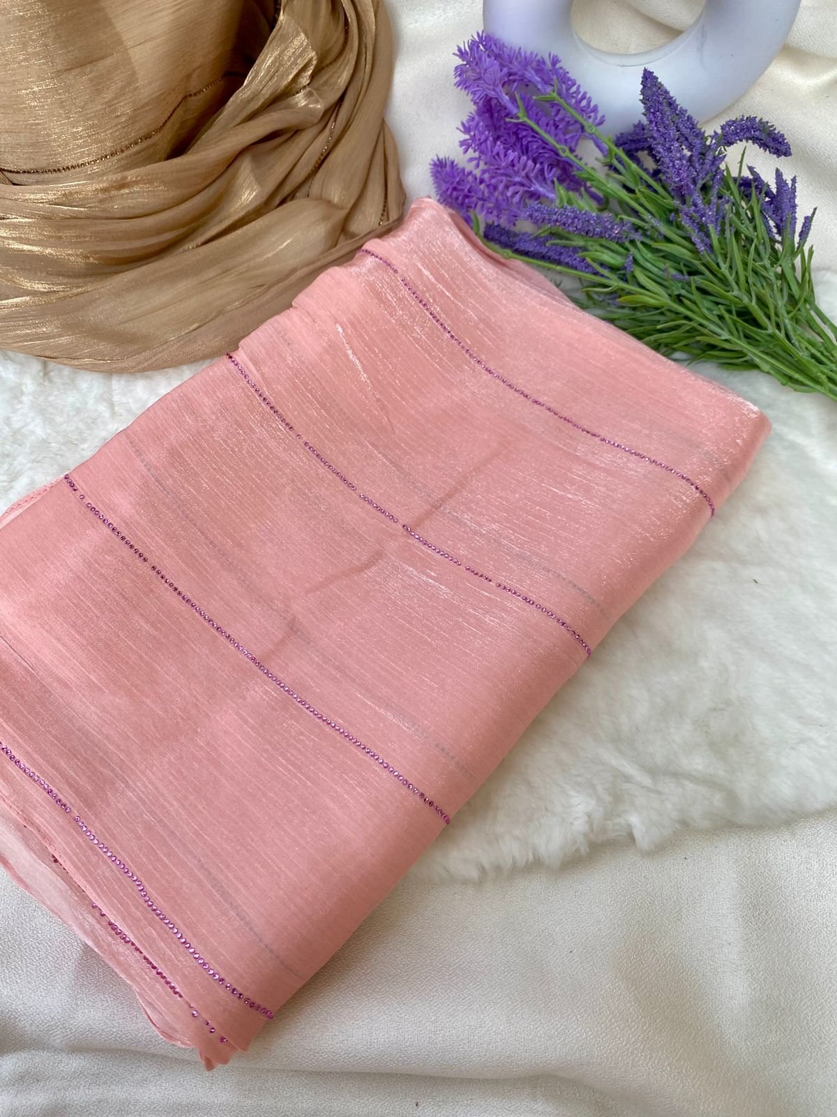 Zimichu Stone Work Hijab Light Pink 109 Zimichu Stone Work Hijab109 - Image 1
