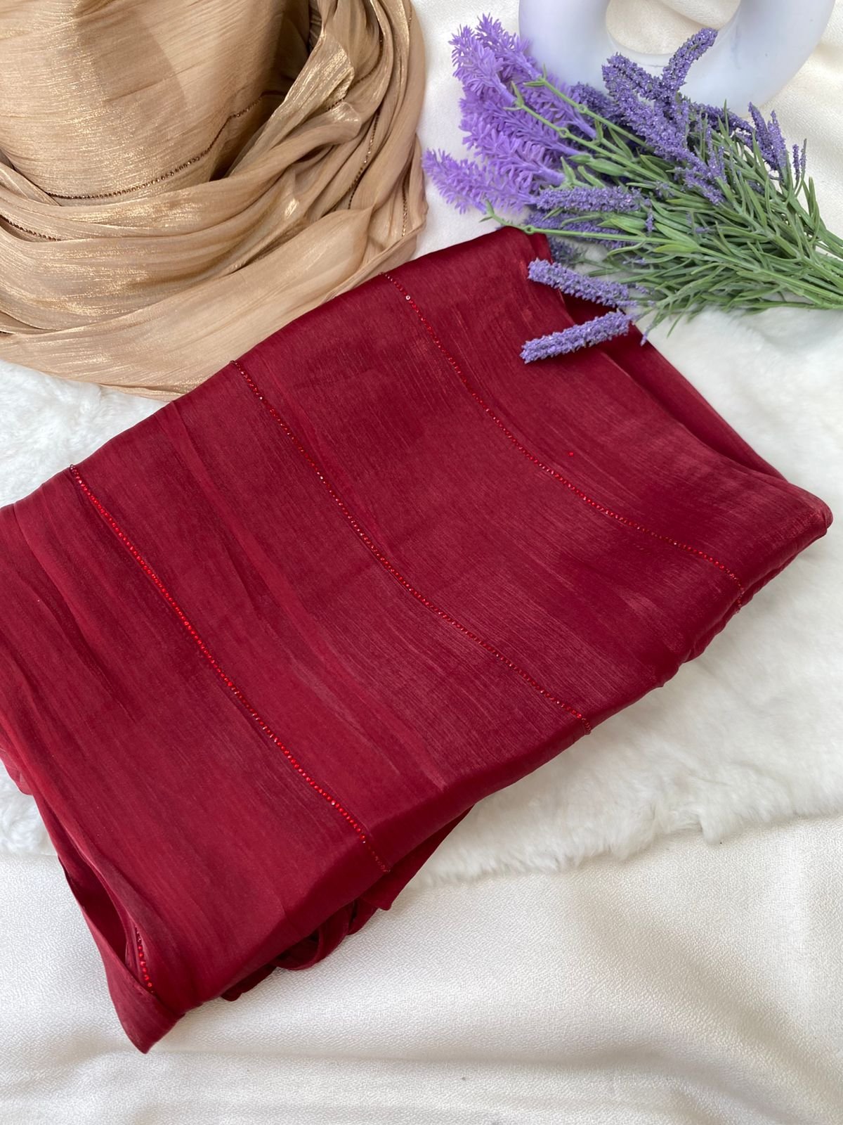 Zimichu Stone Work Hijab Red 108 Zimichu Stone Work Hijab108 - Image 1